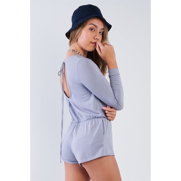 Comfy Tie-back Long Sleeve Romper - Picture 4 of 7